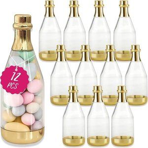 Gold Metallic Mini Champagne Bottle Container (Set of 12) DIY Favor, Medium